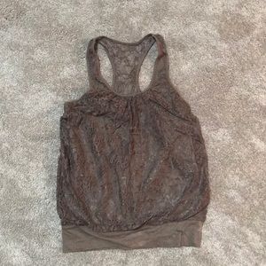 Brown lace racerback top